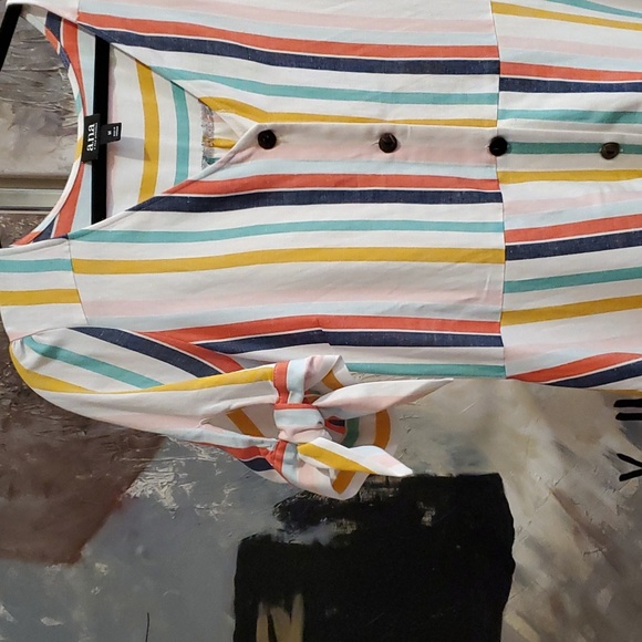 A.N.A Rainbow Striped Multicolor Midi Dress Women Medium - Picture 3 of 6